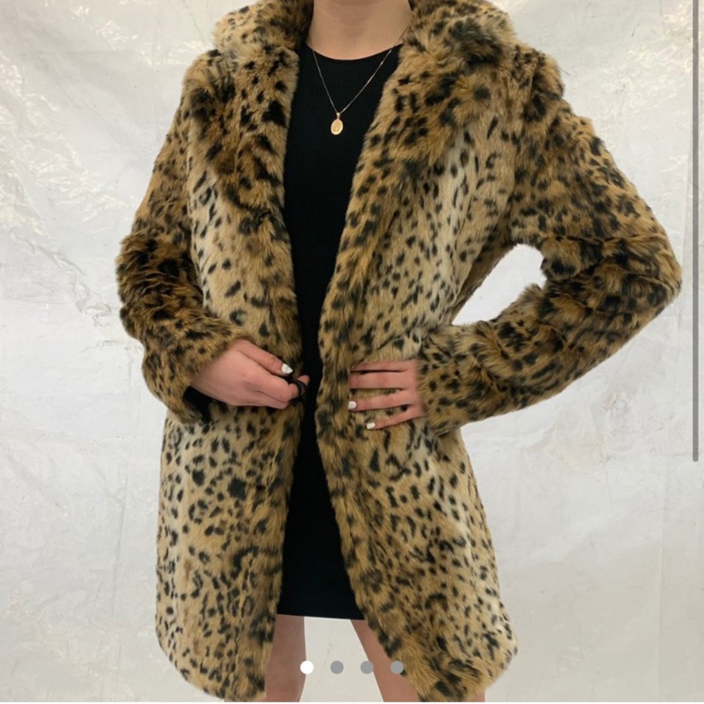 plush faux fur cheetah print coat from Aritzia